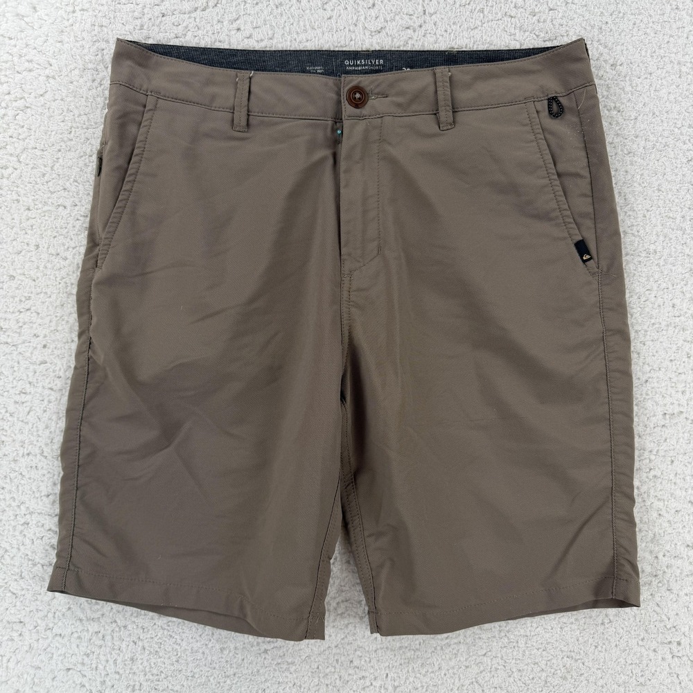 Quiksilver Amphibian Shorts Mens 32 Brown Chino 4-Way Stretch Hybrid Casual
